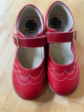 Livie & Luca Red Girls' Mary Jane Dress Shoes with Buckle